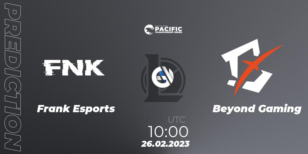 Frank Esports - Beyond Gaming: прогноз. 26.02.2023 at 10:00, LoL, PCS Spring 2023 - Group Stage
