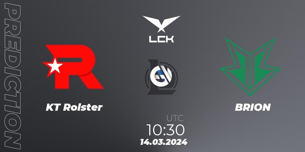 KT Rolster - BRION: прогноз. 14.03.2024 at 10:30, LoL, LCK Spring 2024 - Group Stage