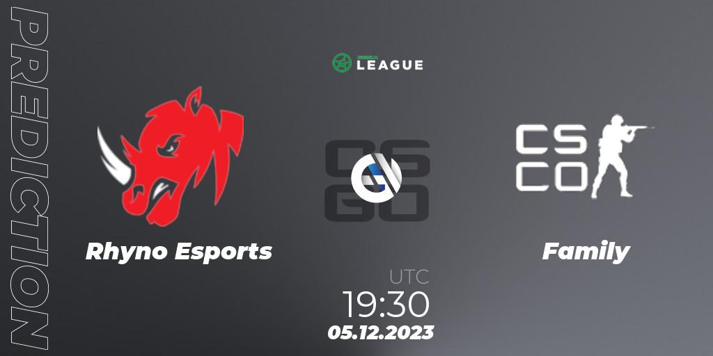 Rhyno Esports - Family: прогноз. 05.12.2023 at 19:30, Counter-Strike (CS2), ESEA Season 47: Main Division - Europe