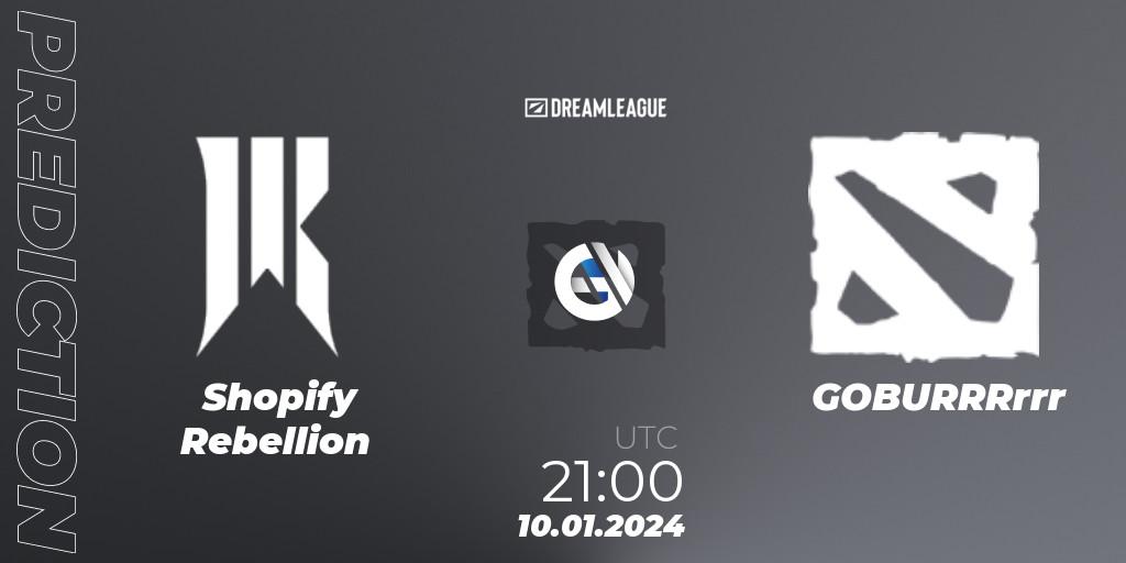 Shopify Rebellion - GOBURRRrrr: прогноз. 10.01.2024 at 21:29, Dota 2, DreamLeague Season 22: North America Open Qualifier #1