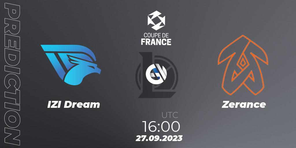 IZI Dream - Zerance: прогноз. 27.09.2023 at 16:00, LoL, Coupe de France 2023