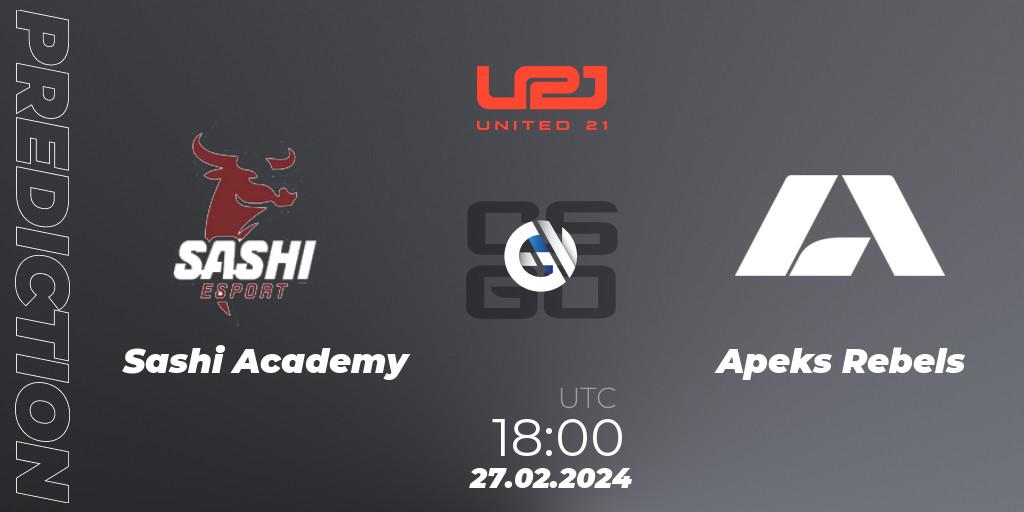 Sashi Academy - Apeks Rebels: прогноз. 27.02.24, CS2 (CS:GO), United21 Season 11: Division 2