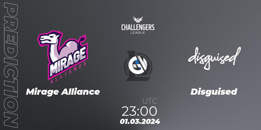 Mirage Alliance - Disguised: прогноз. 01.03.2024 at 23:00, LoL, NACL 2024 Spring - Group Stage