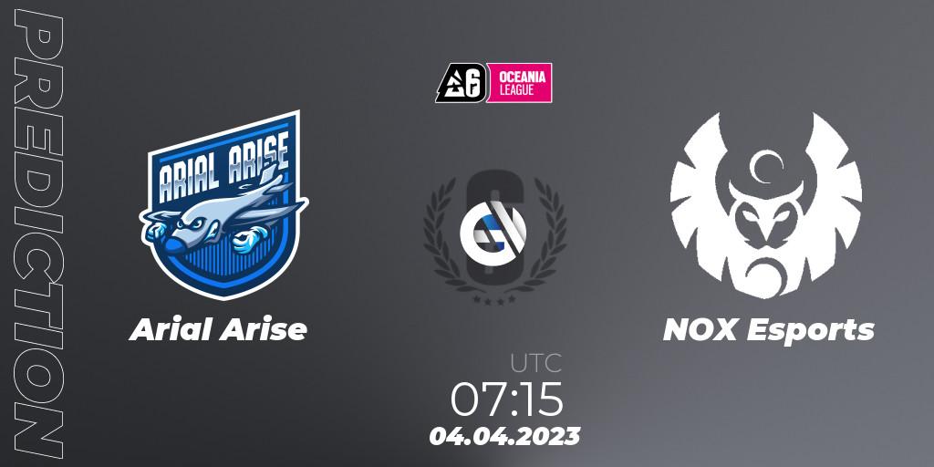 Arial Arise - NOX Esports: прогноз. 04.04.2023 at 07:15, Rainbow Six, Oceania League 2023 - Stage 1