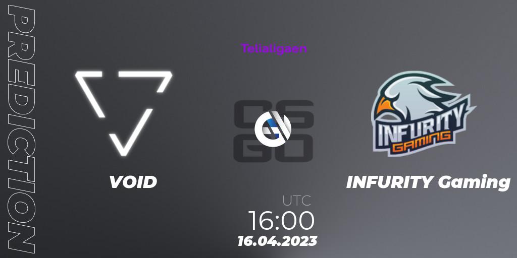 VOID - INFURITY Gaming: прогноз. 16.04.2023 at 16:00, Counter-Strike (CS2), Telialigaen Spring 2023: Group stage