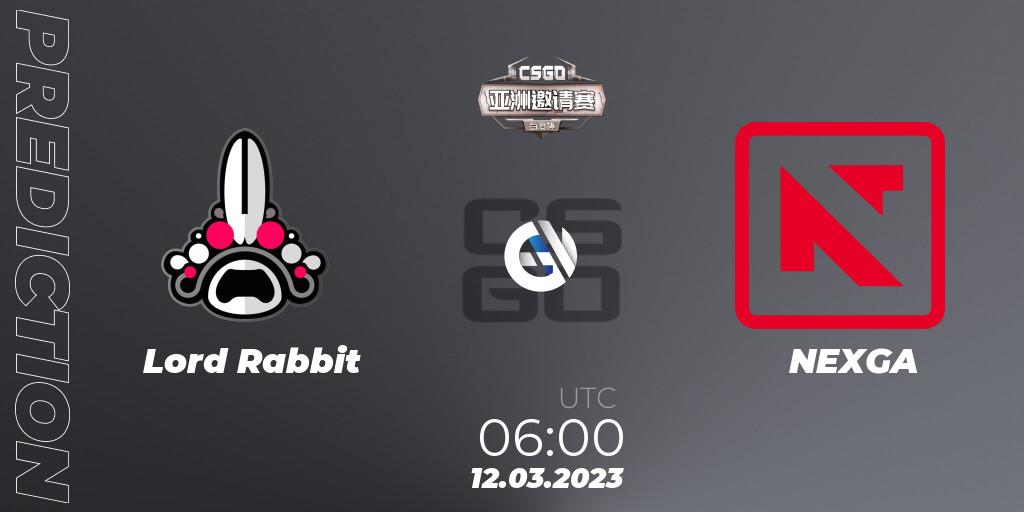 Lord Rabbit - NEXGA: прогноз. 12.03.23, CS2 (CS:GO), Baidu Cup Invitational #2