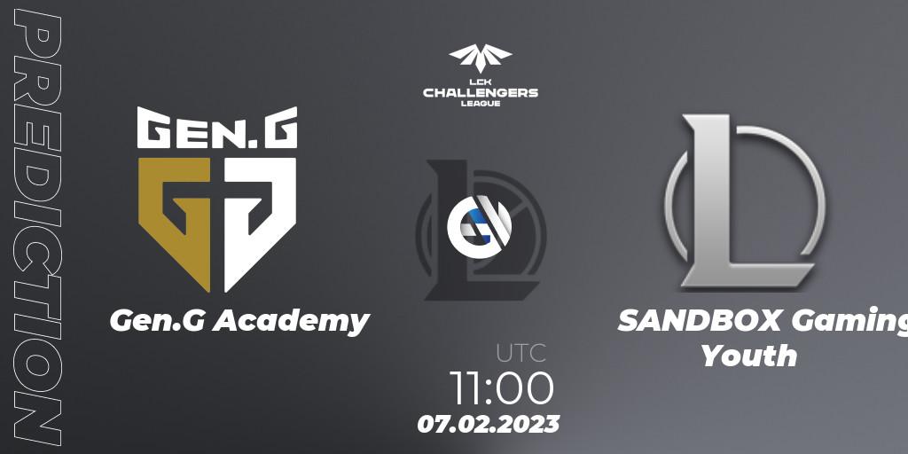 Gen.G Academy - SANDBOX Gaming Youth: прогноз. 07.02.2023 at 11:00, LoL, LCK Challengers League 2023 Spring