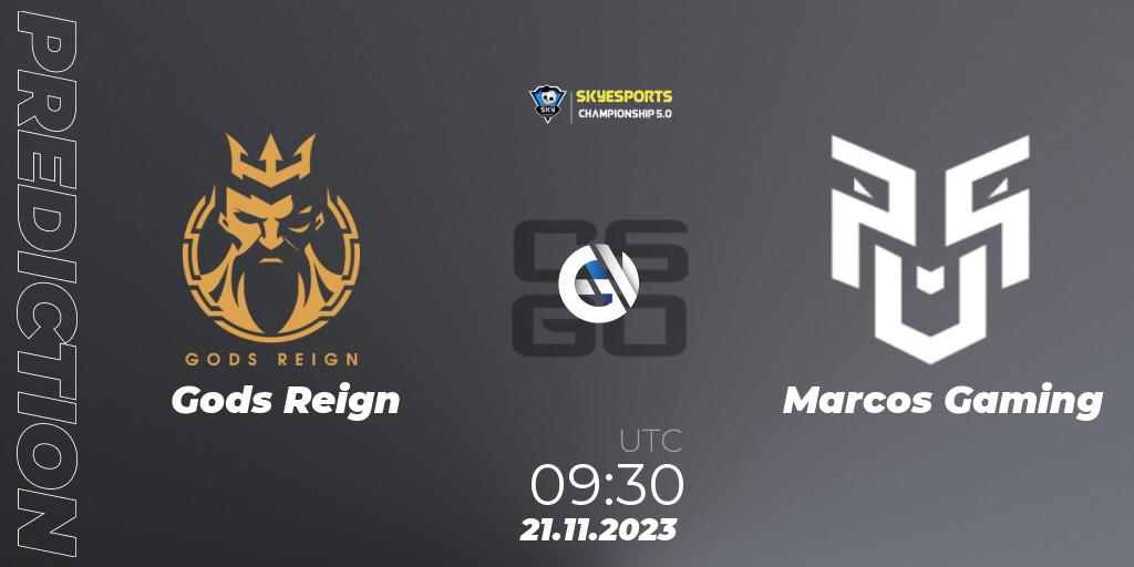 Gods Reign - Marcos Gaming: прогноз. 21.11.2023 at 11:30, Counter-Strike (CS2), Skyesports Championship 2023: Indian Qualifier