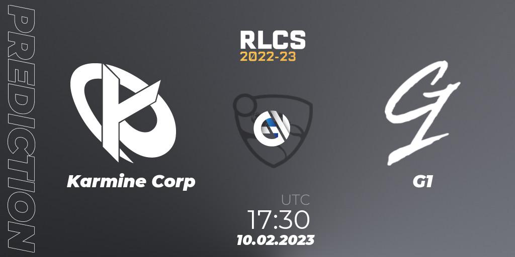 Karmine Corp - G1: прогноз. 10.02.2023 at 17:30, Rocket League, RLCS 2022-23 - Winter: Europe Regional 2 - Winter Cup