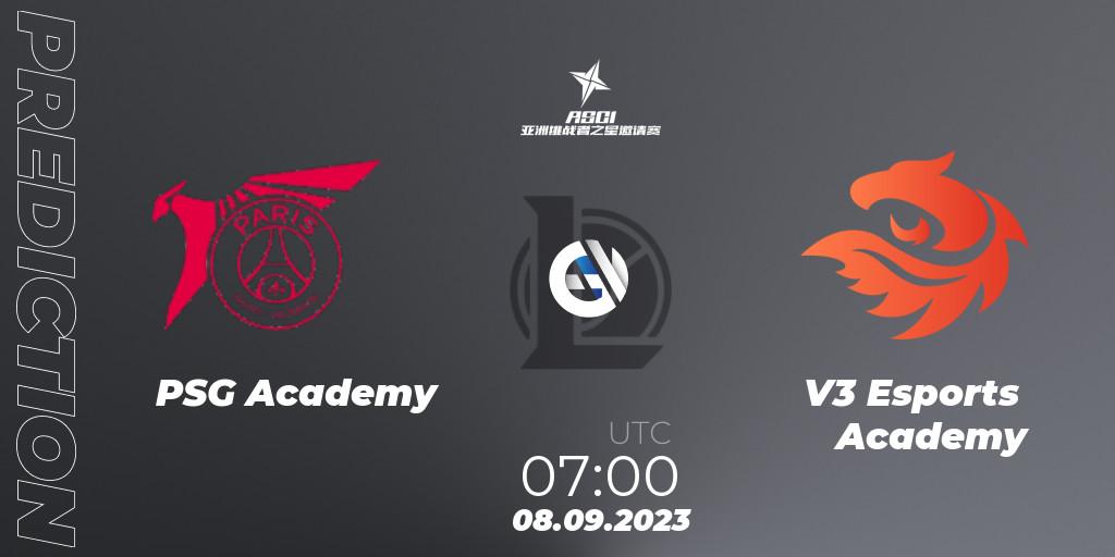 PSG Academy - V3 Esports Academy: прогноз. 08.09.2023 at 07:00, LoL, Asia Star Challengers Invitational 2023