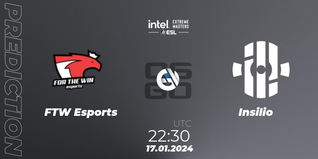 FTW Esports - Insilio: прогноз. 17.01.24, CS2 (CS:GO), Intel Extreme Masters China 2024: European Open Qualifier #1