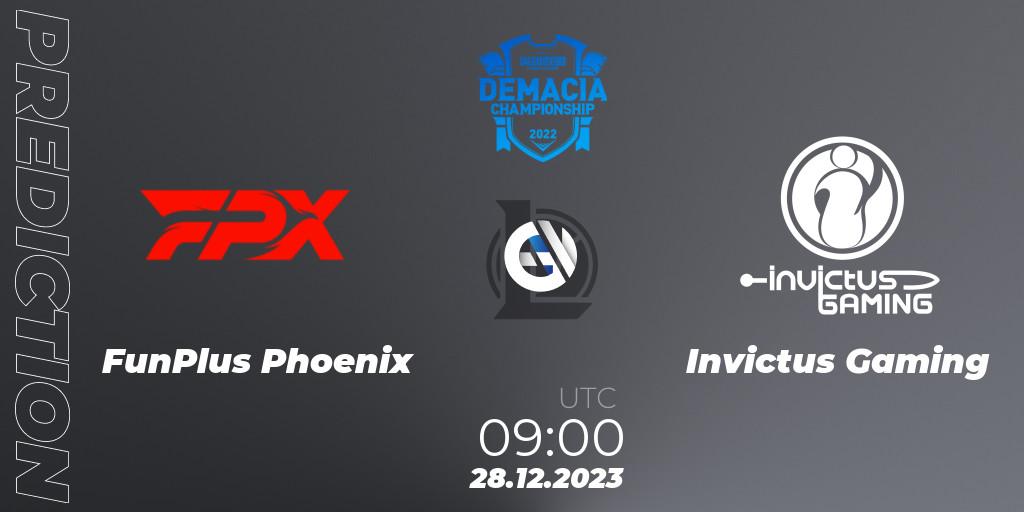 FunPlus Phoenix - Invictus Gaming: прогноз. 28.12.2023 at 08:00, LoL, Demacia Cup 2023 Group Stage