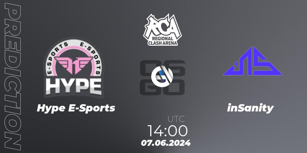 Hype E-Sports - inSanity: прогноз. 07.06.2024 at 22:00, Counter-Strike (CS2), Regional Clash Arena South America