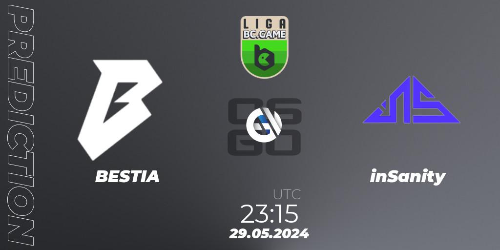 BESTIA - inSanity: прогноз. 29.05.2024 at 23:15, Counter-Strike (CS2), Dust2 Brasil Liga Season 3