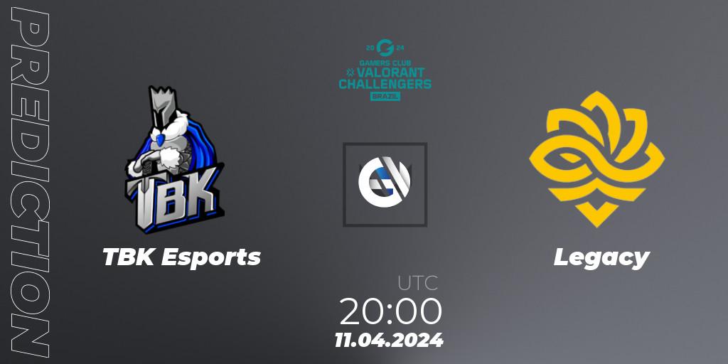 TBK Esports - Legacy: прогноз. 11.04.2024 at 20:00, VALORANT, VALORANT Challengers Brazil 2024: Split 1