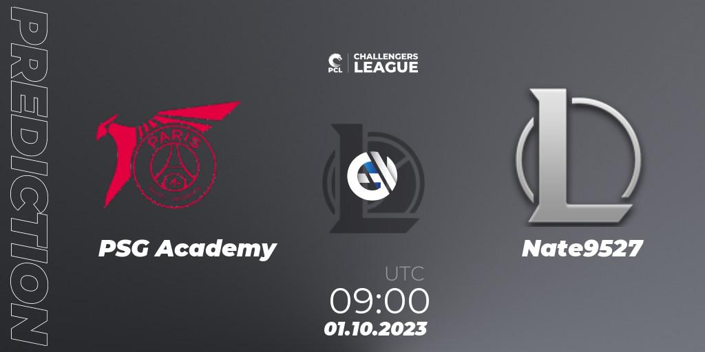 PSG Academy - Nate9527: прогноз. 01.10.2023 at 09:00, LoL, PCL 2023 - Playoffs
