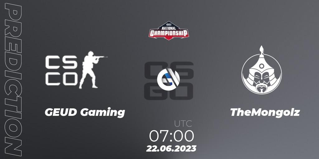 GEUD Gaming - TheMongolz: прогноз. 22.06.2023 at 07:00, Counter-Strike (CS2), ESN National Championship 2023