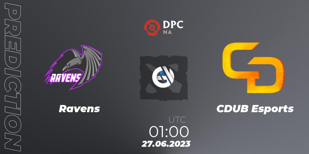 Ravens - CDUB Esports: прогноз. 27.06.2023 at 01:13, Dota 2, DPC 2023 Tour 3: NA Division II (Lower)