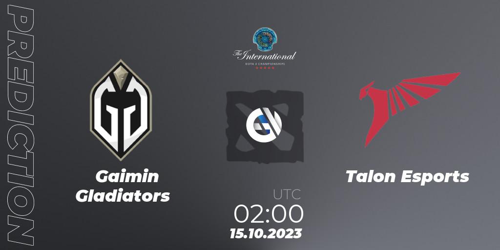 Gaimin Gladiators - Talon Esports: прогноз. 14.10.2023 at 23:46, Dota 2, The International 2023 - Group Stage