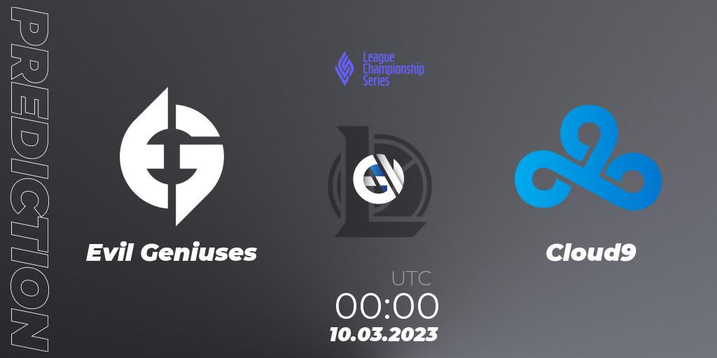 Evil Geniuses - Cloud9: прогноз. 10.03.2023 at 00:00, LoL, LCS Spring 2023 - Group Stage