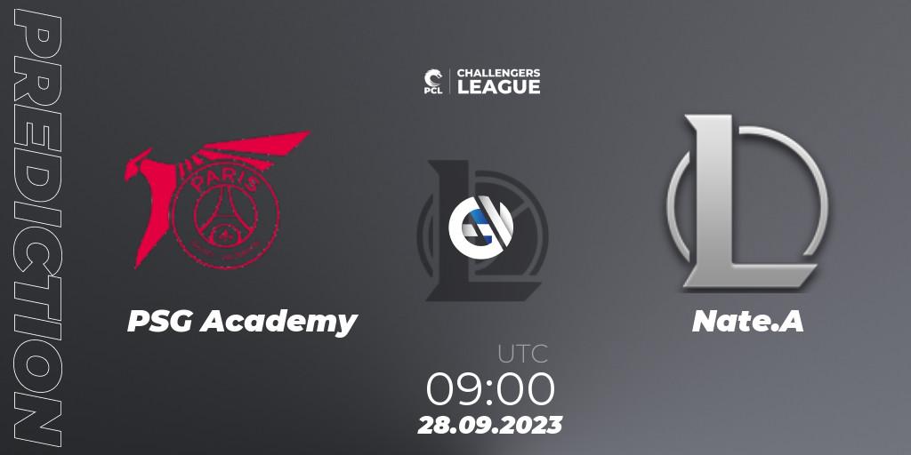 PSG Academy - Nate.A: прогноз. 28.09.2023 at 09:00, LoL, PCL 2023 - Playoffs