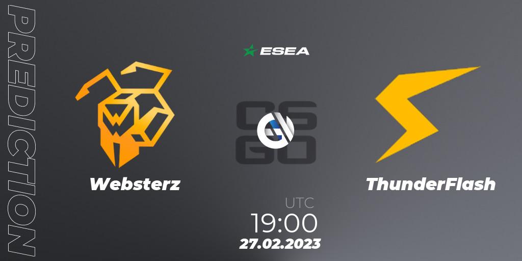 Websterz - ThunderFlash: прогноз. 27.02.2023 at 19:00, Counter-Strike (CS2), ESEA Season 44: Advanced Division - Europe