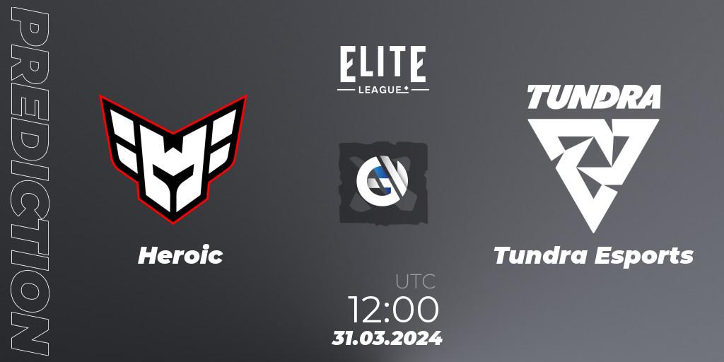 Heroic - Tundra Esports: прогноз. 31.03.2024 at 11:30, Dota 2, Elite League: Swiss Stage