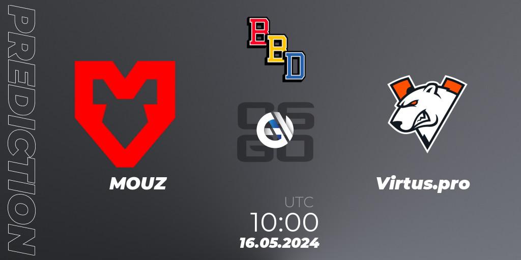 MOUZ - Virtus.pro: прогноз. 16.05.2024 at 10:20, Counter-Strike (CS2), BetBoom Dacha Belgrade 2024