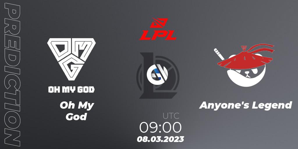 Oh My God - Anyone's Legend: прогноз. 08.03.2023 at 09:00, LoL, LPL Spring 2023 - Group Stage