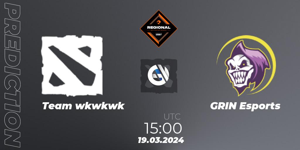 Team wkwkwk - GRIN Esports: прогноз. 25.03.2024 at 13:00, Dota 2, RES Regional Series: EU #1