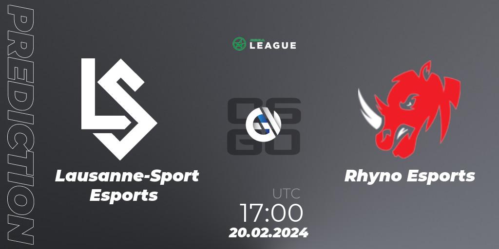 Lausanne-Sport Esports - Rhyno Esports: прогноз. 20.02.2024 at 17:00, Counter-Strike (CS2), ESEA Season 48: Advanced Division - Europe