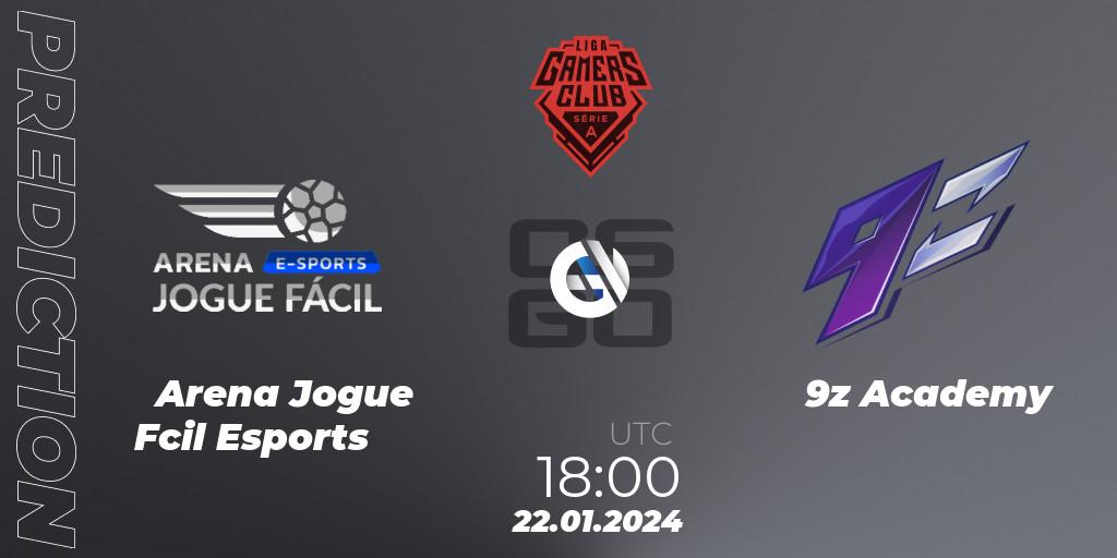 Arena Jogue Fácil Esports - 9z Academy: прогноз. 26.01.24, CS2 (CS:GO), Gamers Club Liga Série A: January 2024