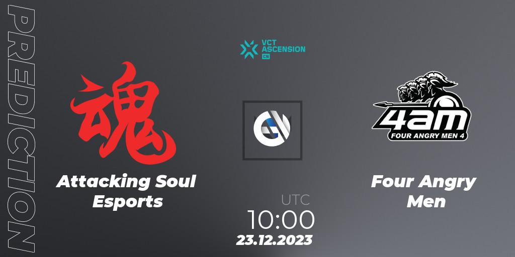 Attacking Soul Esports - Four Angry Men: прогноз. 23.12.23, VALORANT, VALORANT China Ascension 2023