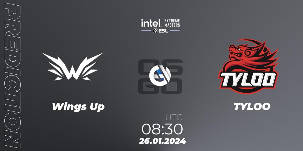 Wings Up - TYLOO: прогноз. 26.01.2024 at 09:30, Counter-Strike (CS2), Intel Extreme Masters China 2024: Asian Closed Qualifier