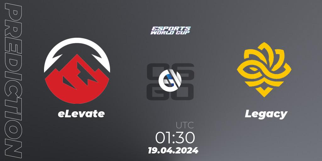 eLevate - Legacy: прогноз. 19.04.2024 at 01:30, Counter-Strike (CS2), Esports World Cup 2024: North American Closed Qualifier