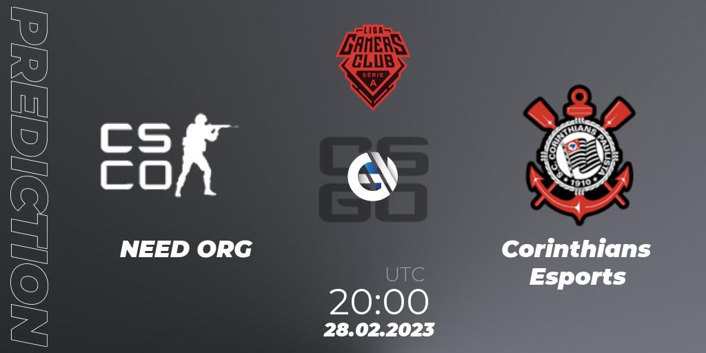 NEED ORG - Corinthians Esports: прогноз. 28.02.2023 at 20:00, Counter-Strike (CS2), Gamers Club Liga Série A: February 2023
