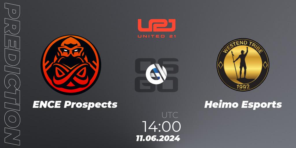 ENCE Prospects - Heimo Esports: прогноз. 11.06.2024 at 14:00, Counter-Strike (CS2), United21 Season 14: Division 2