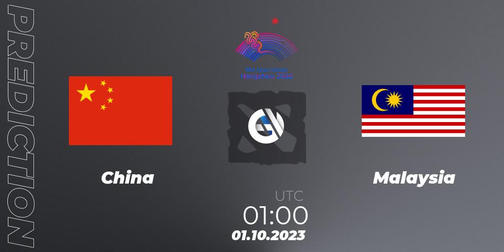 China - Malaysia: прогноз. 01.10.23, Dota 2, 2022 Asian Games