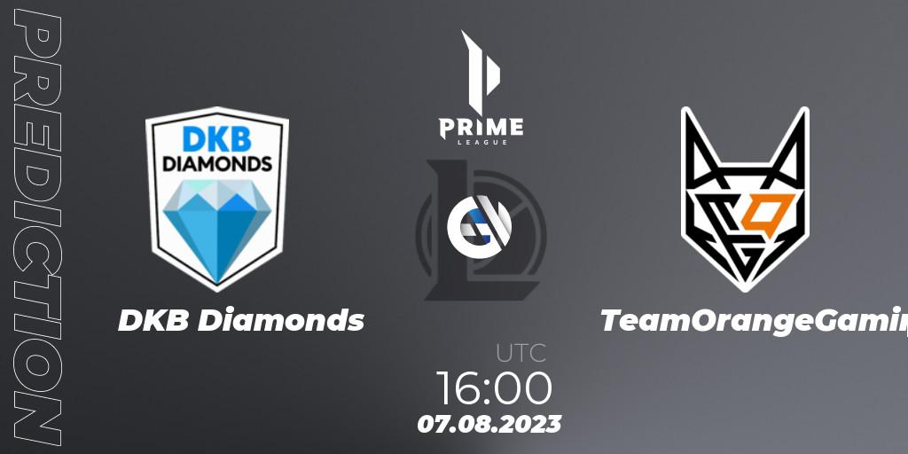 DKB Diamonds - TeamOrangeGaming: прогноз. 07.08.2023 at 16:00, LoL, Prime League 2nd Division Summer 2023