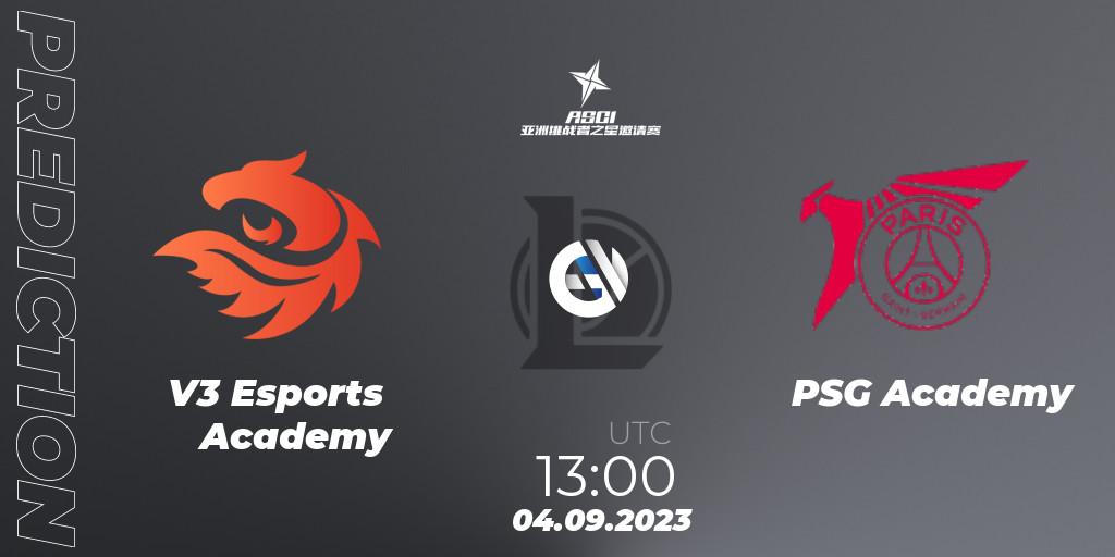 V3 Esports Academy - PSG Academy: прогноз. 04.09.2023 at 13:25, LoL, Asia Star Challengers Invitational 2023