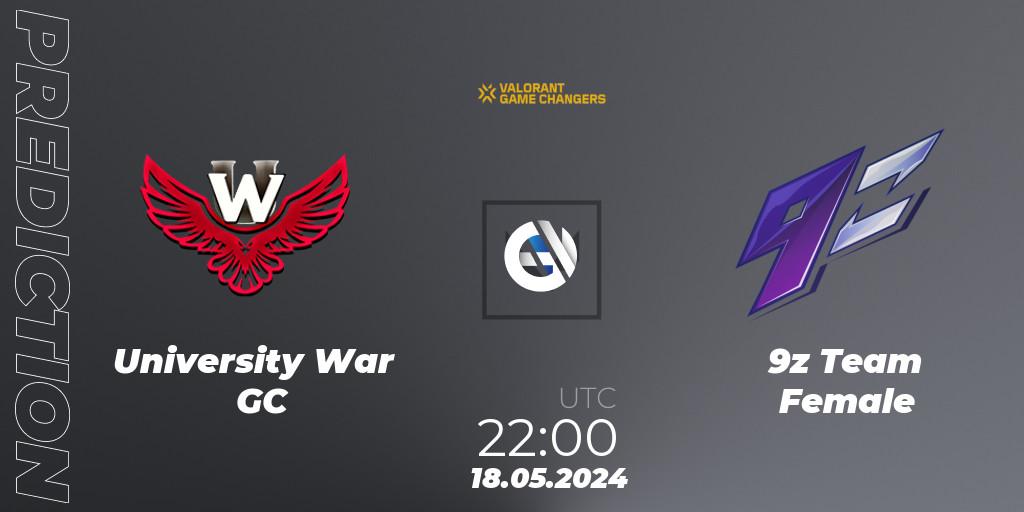 University War GC - 9z Team Female: прогноз. 18.05.2024 at 22:00, VALORANT, VCT 2024: Game Changers LAS - Opening