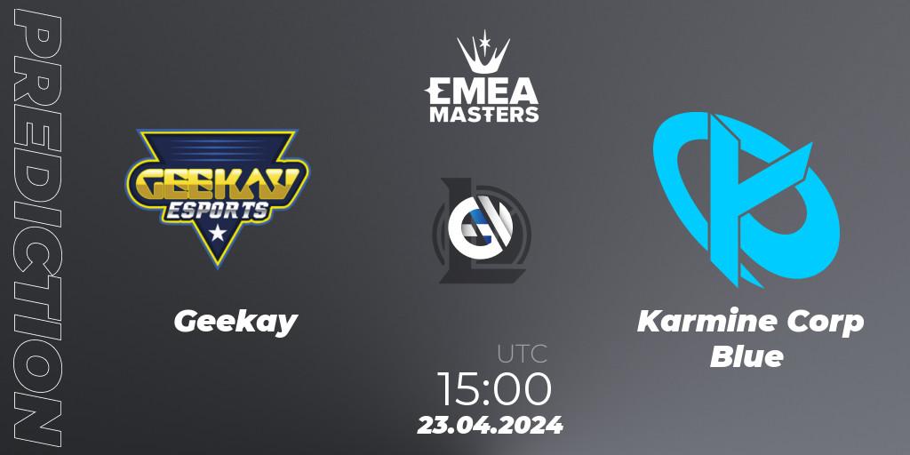 Geekay - Karmine Corp Blue: прогноз. 23.04.2024 at 15:00, LoL, EMEA Masters Spring 2024 - Playoffs