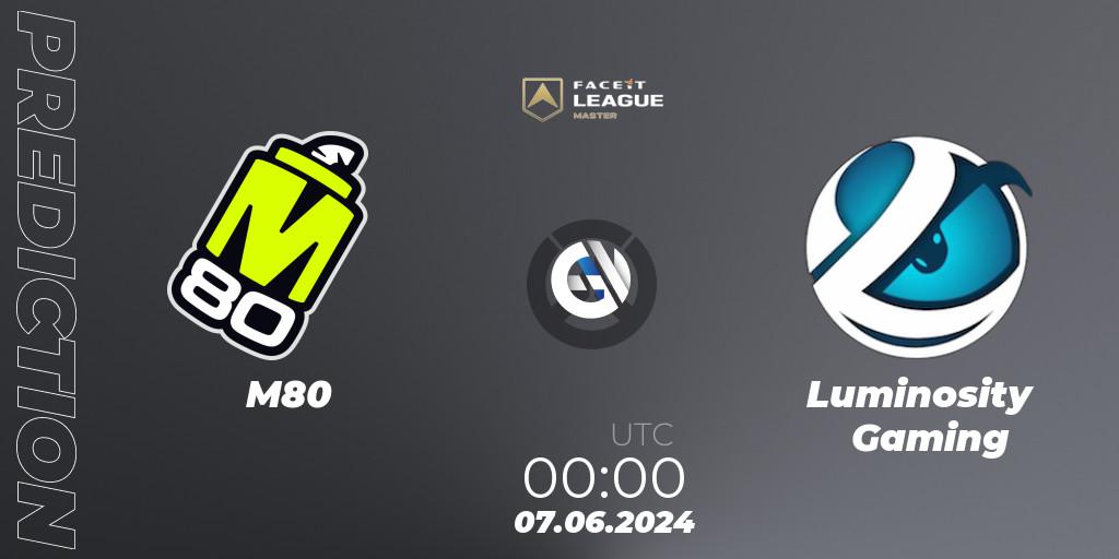 M80 - Luminosity Gaming: прогноз. 07.06.2024 at 00:00, Overwatch, FACEIT League Season 1 - NA Master Road to EWC