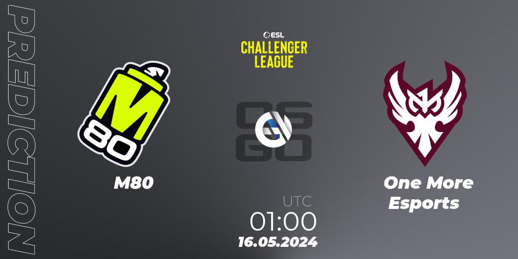 M80 - One More Esports: прогноз. 16.05.2024 at 01:00, Counter-Strike (CS2), ESL Challenger League Season 47: North America