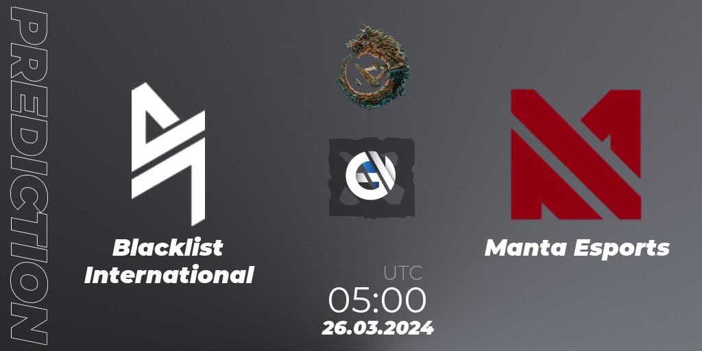 Blacklist International - Manta Esports: прогноз. 26.03.24, Dota 2, PGL Wallachia Season 1: Southeast Asia Closed Qualifier