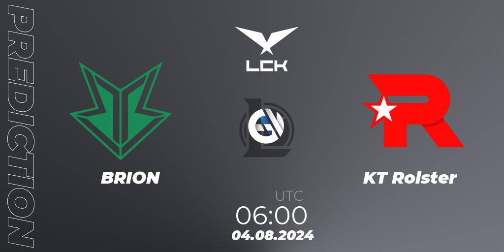 BRION - KT Rolster: прогноз. 04.08.2024 at 06:00, LoL, LCK Summer 2024 Group Stage