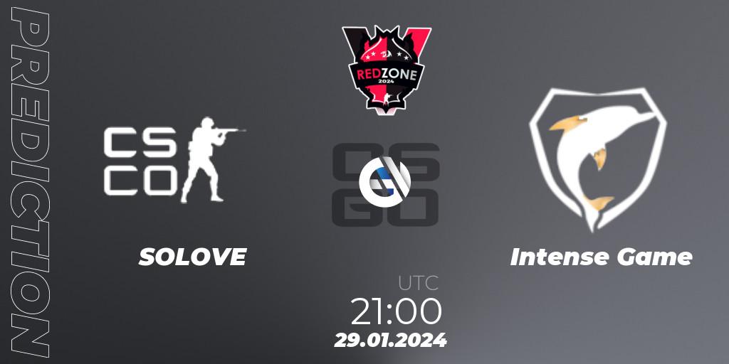 SOLOVE - Intense Game: прогноз. 29.01.2024 at 21:00, Counter-Strike (CS2), RedZone PRO League Season 1