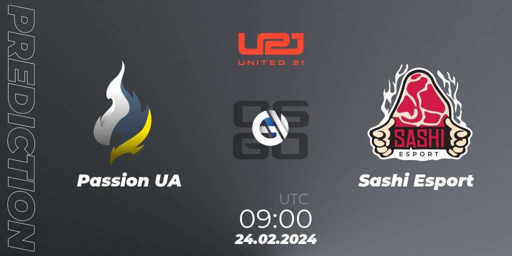 Passion UA - Sashi Esport: прогноз. 24.02.2024 at 09:00, Counter-Strike (CS2), United21 Season 12