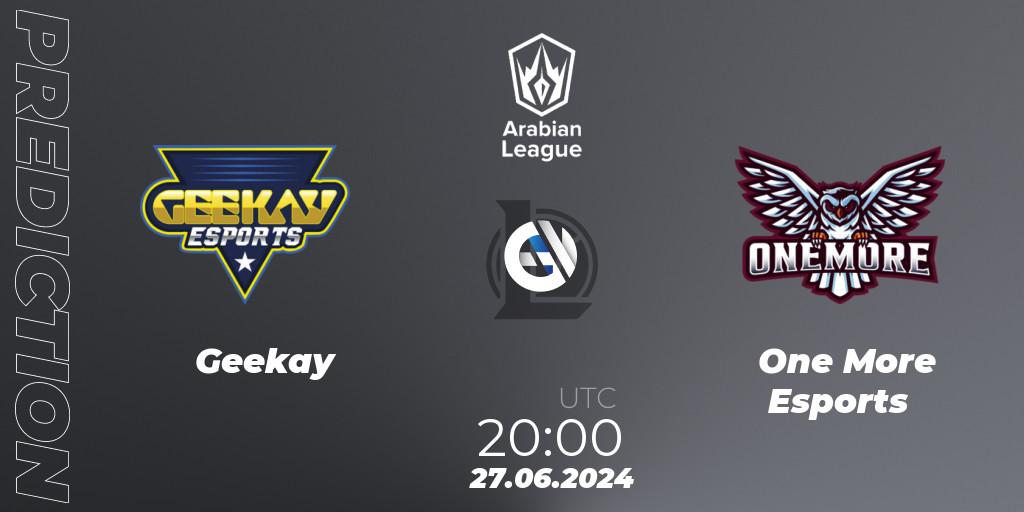 Geekay - One More Esports: прогноз. 27.06.2024 at 20:00, LoL, Arabian League Summer 2024