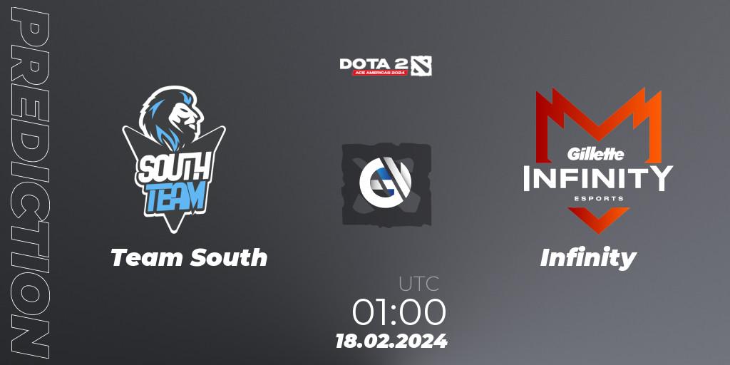 Team South - Infinity: прогноз. 18.02.2024 at 01:00, Dota 2, Ace Americas 2024 - Season 1